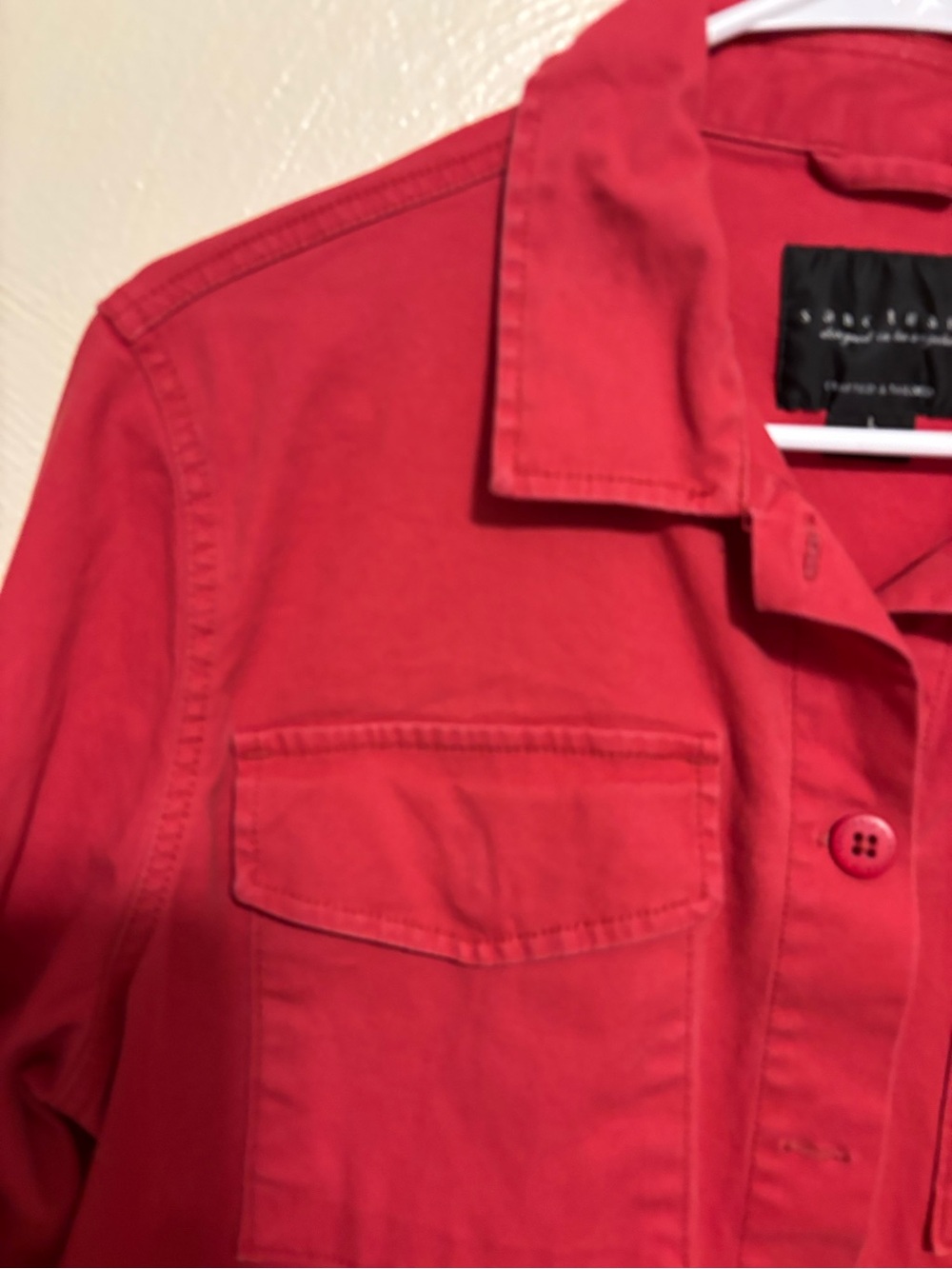 Sanctuary Red Button-Down Utility Shirt Jacket - Picture 5 of 7